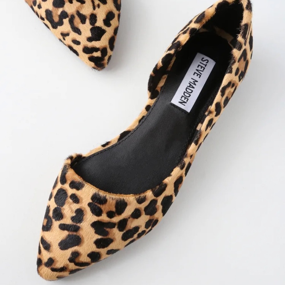 Steve Madden audriiana pony fur leopard flats